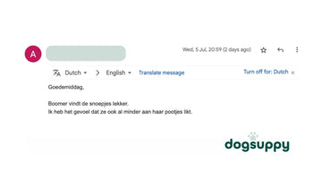 Hond Boomer houdt minder van snoep en likken