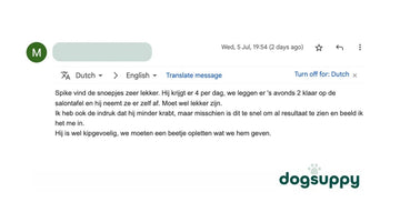 Minder krabben voor hond Spike